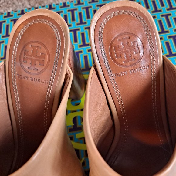 Tory Burch Raya Leather Mule Sandal Sand - Picture 5 of 7